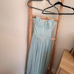 Elegant Strapless Light Blue Dress